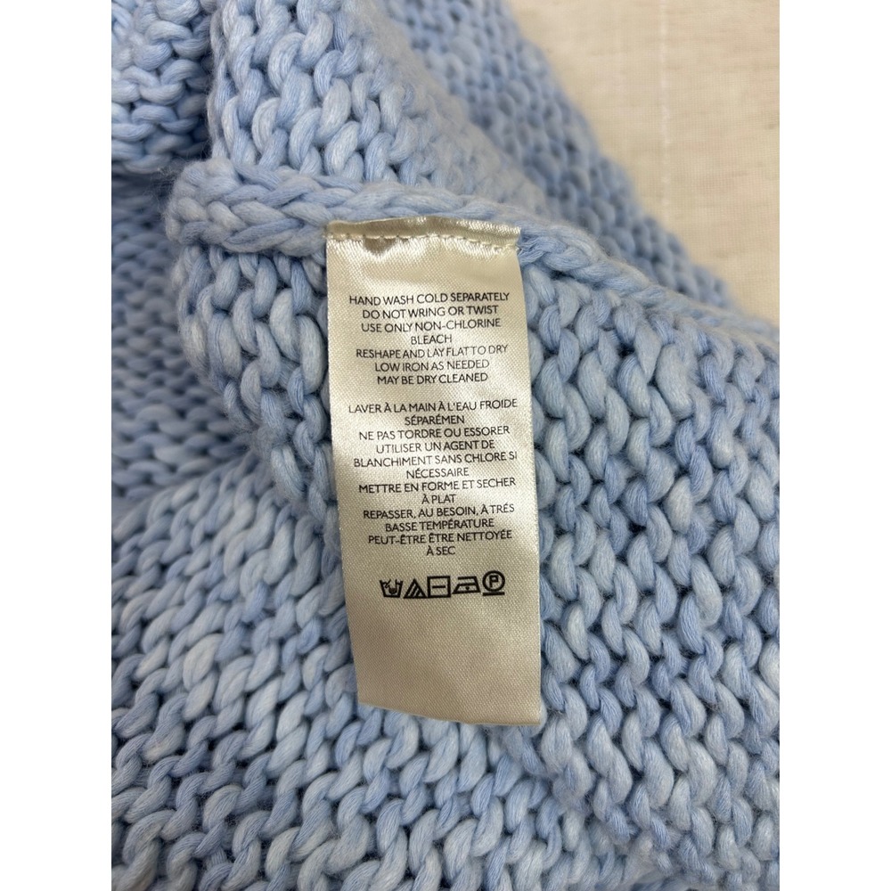 Free People Cotton Blend Opal Rollneck Blue Cozy Boho Relaxing Knit Sweater L - Picture 6 of 10